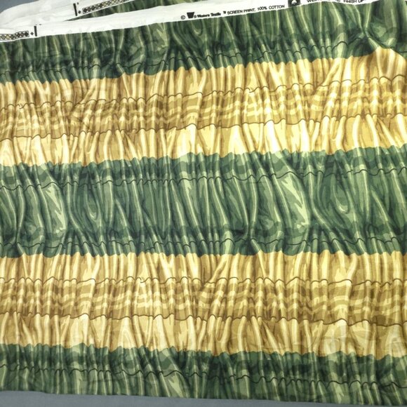 Vintage Western Textile Fabric Green Gold Wave Stripes 3D Look Upholstery 2.5 yd - Picture 4 of 7